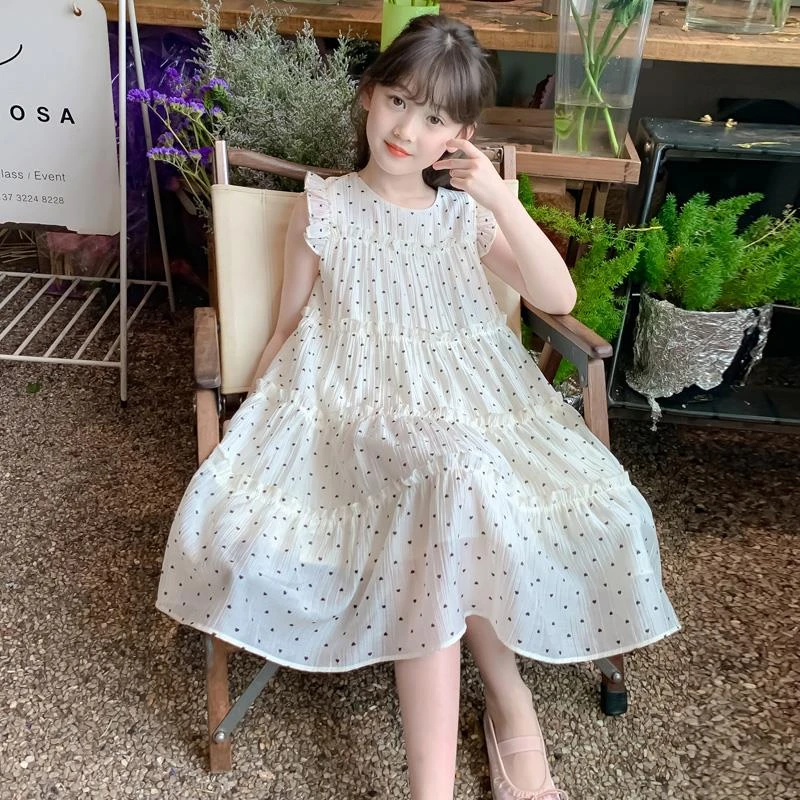 女童夏装连衣裙2025新款儿童洋气韩版女孩夏季裙子圆点背心公主裙