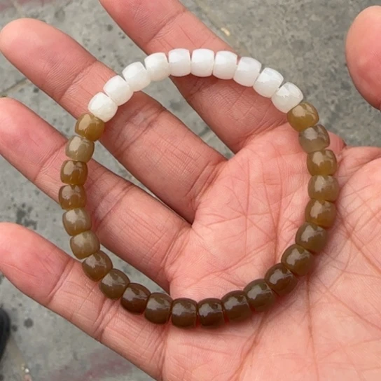 和田玉手链未镶嵌7x6新疆金山糖渐变，多样性发一