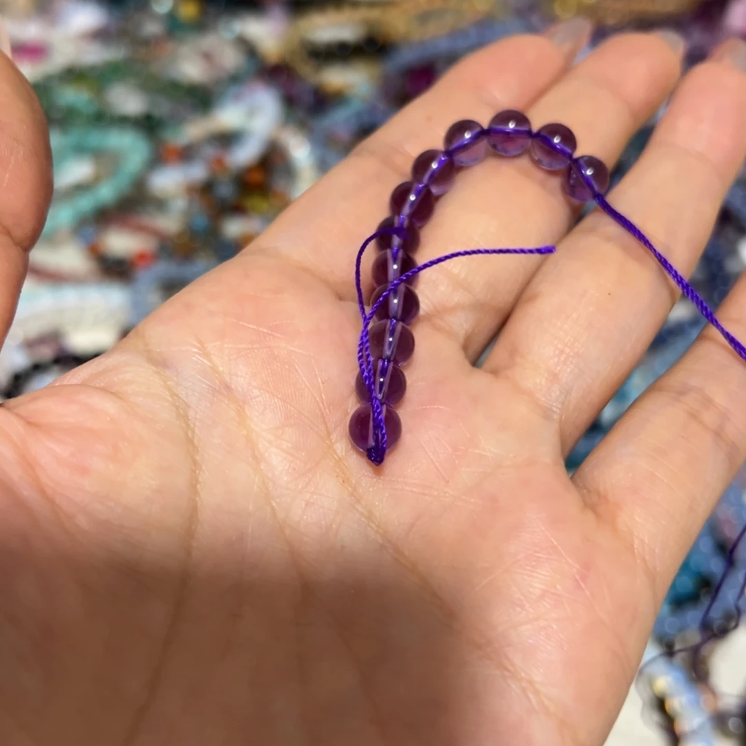 水晶手链未镶嵌全净体紫水晶6