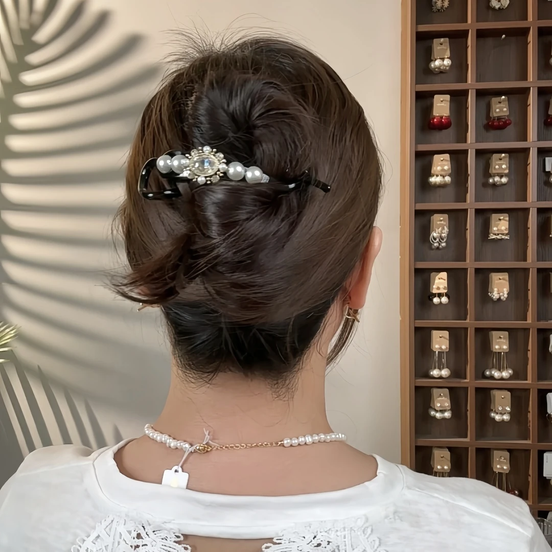 韩国东大门新款发卡气质抓夹珍珠发夹女头饰扭扭夹发饰大号一字夹