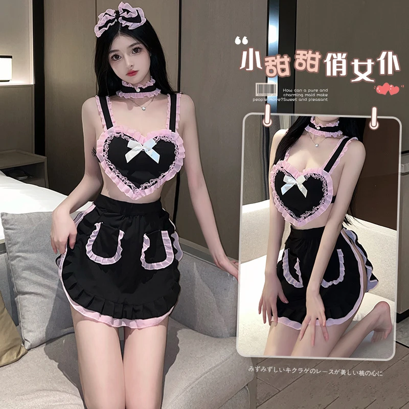 智慧屋 半透女仆女佣制服性感雪纺透明睡裙装可爱少女仆装