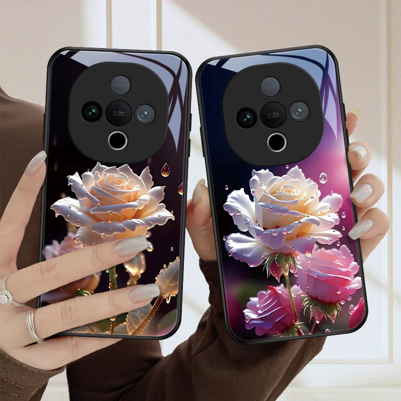 盛开花朵适用vivoY300手机壳VIVOY300保护套全包防摔散热玻璃y30