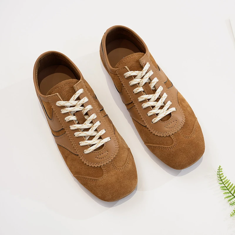 25年春夏系列绒面复古拼色德训女士鞋子（241883）20973