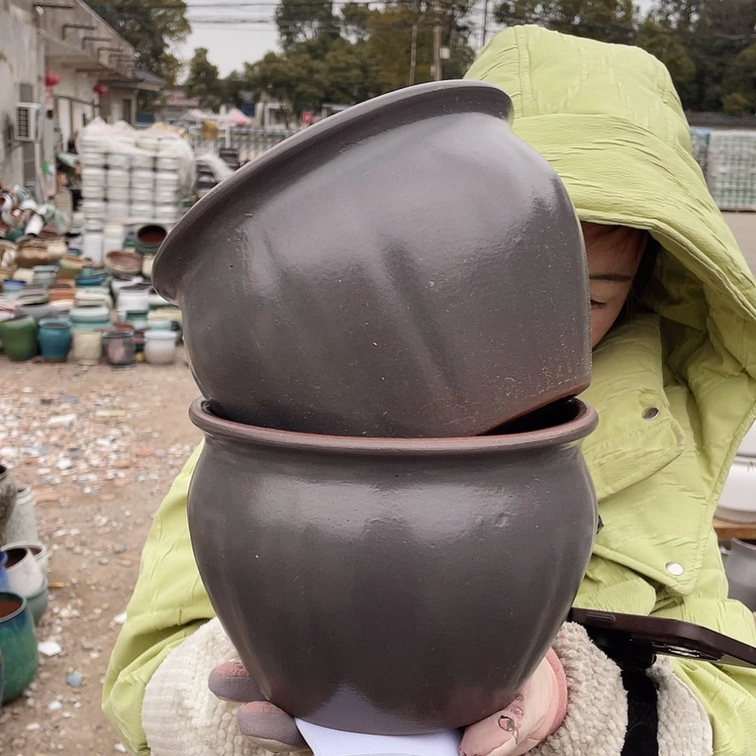 红陶王嫂花盆0211-徐灰南瓜拼两个