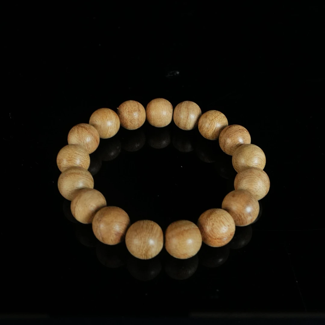 B3757 斯里兰卡虎皮粗纹老料沉香手串 1.38cm  9.1g