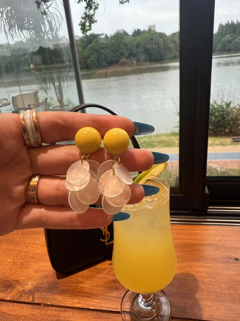 非金属亚克力耳饰 XMM韩系多巴胺简约流苏耳饰