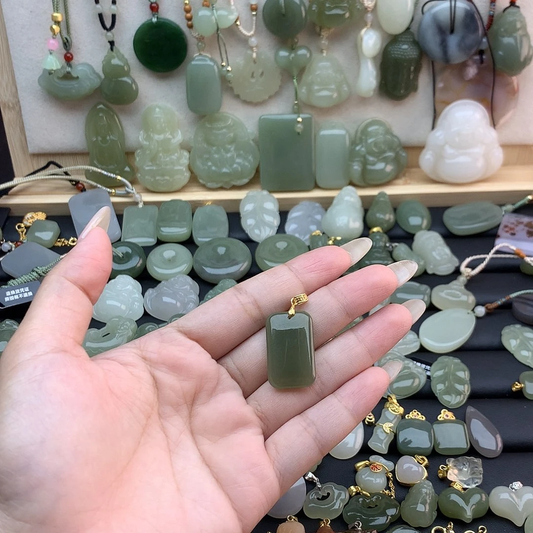 和田玉银S925镶嵌吊坠(不含链)