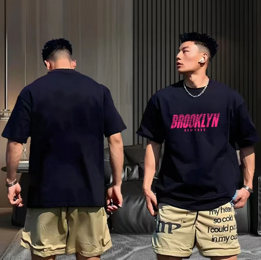 2025时尚纯百搭夏季宽松圆领重工--双纱T恤7438