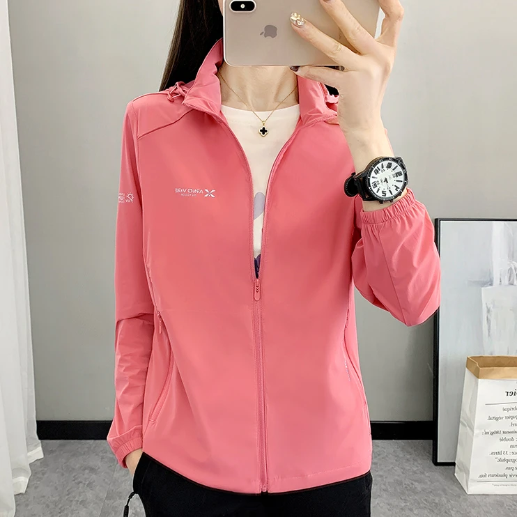 夏季透气薄款防晒衣女运动外套防紫外线原纱冰丝防晒服弹力皮肤衣