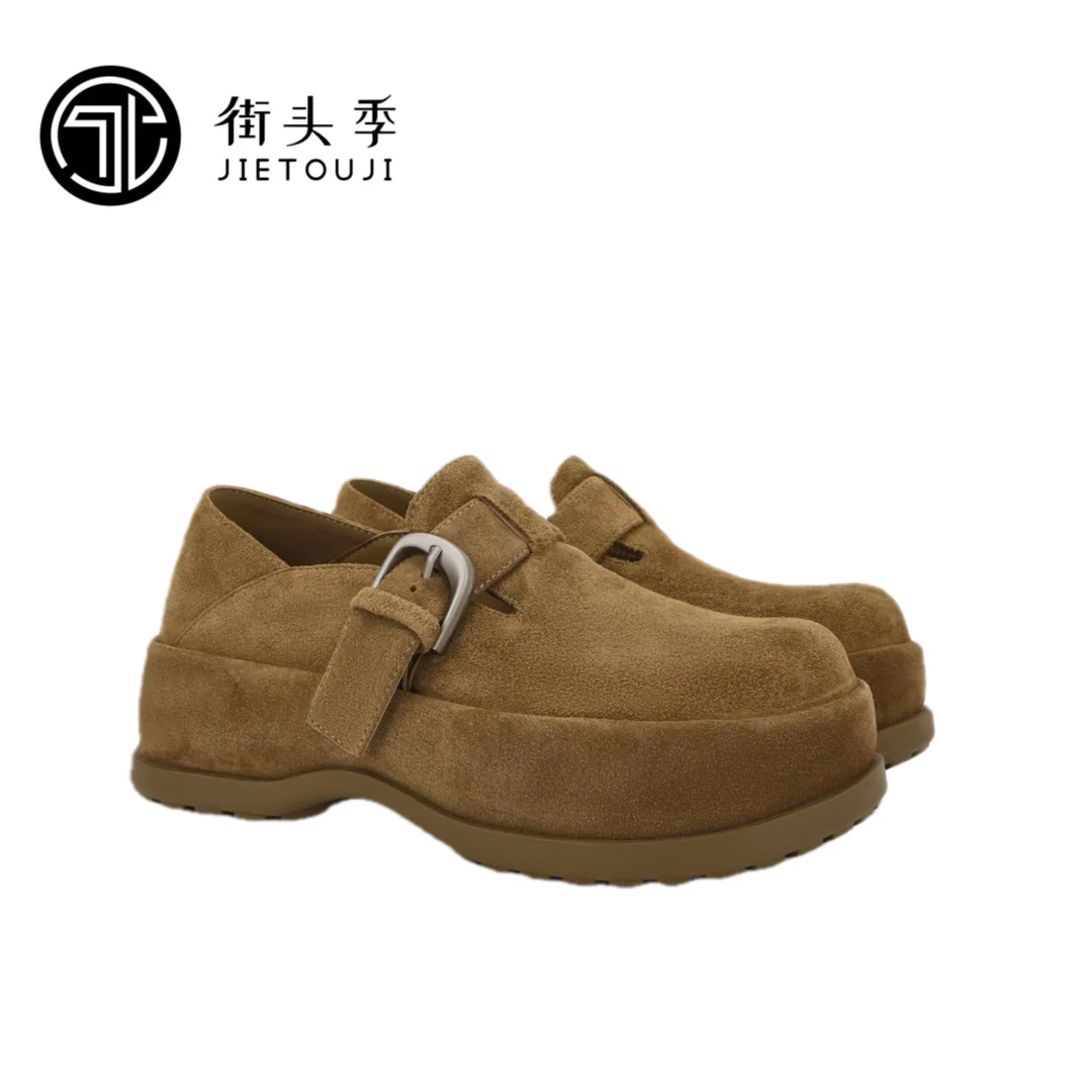 街头季丨JIETOUJI 秋冬新款复古两穿乐福鞋增高勃肯鞋
