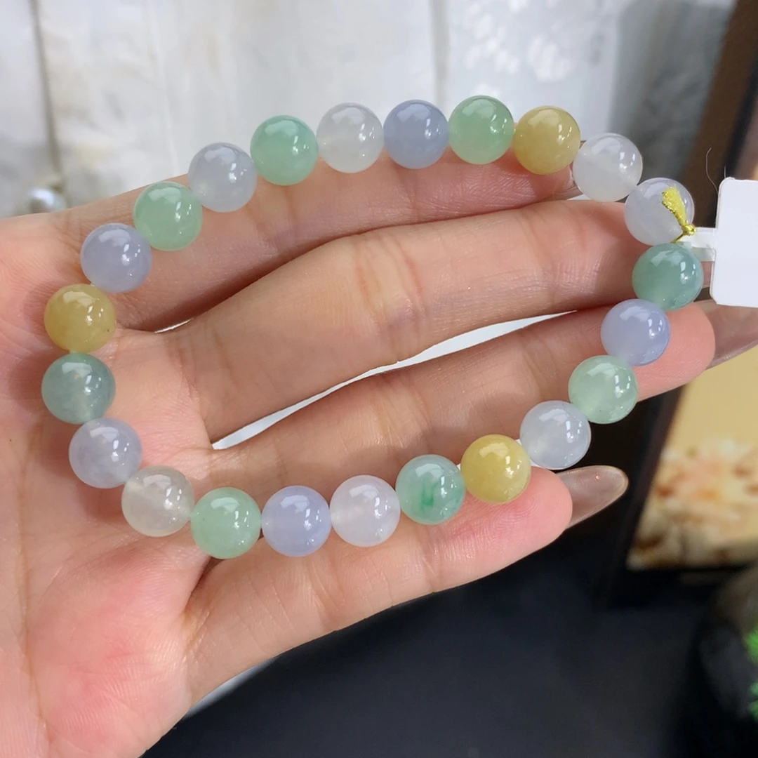 翡翠未镶嵌手串卡8冰胶多宝手串