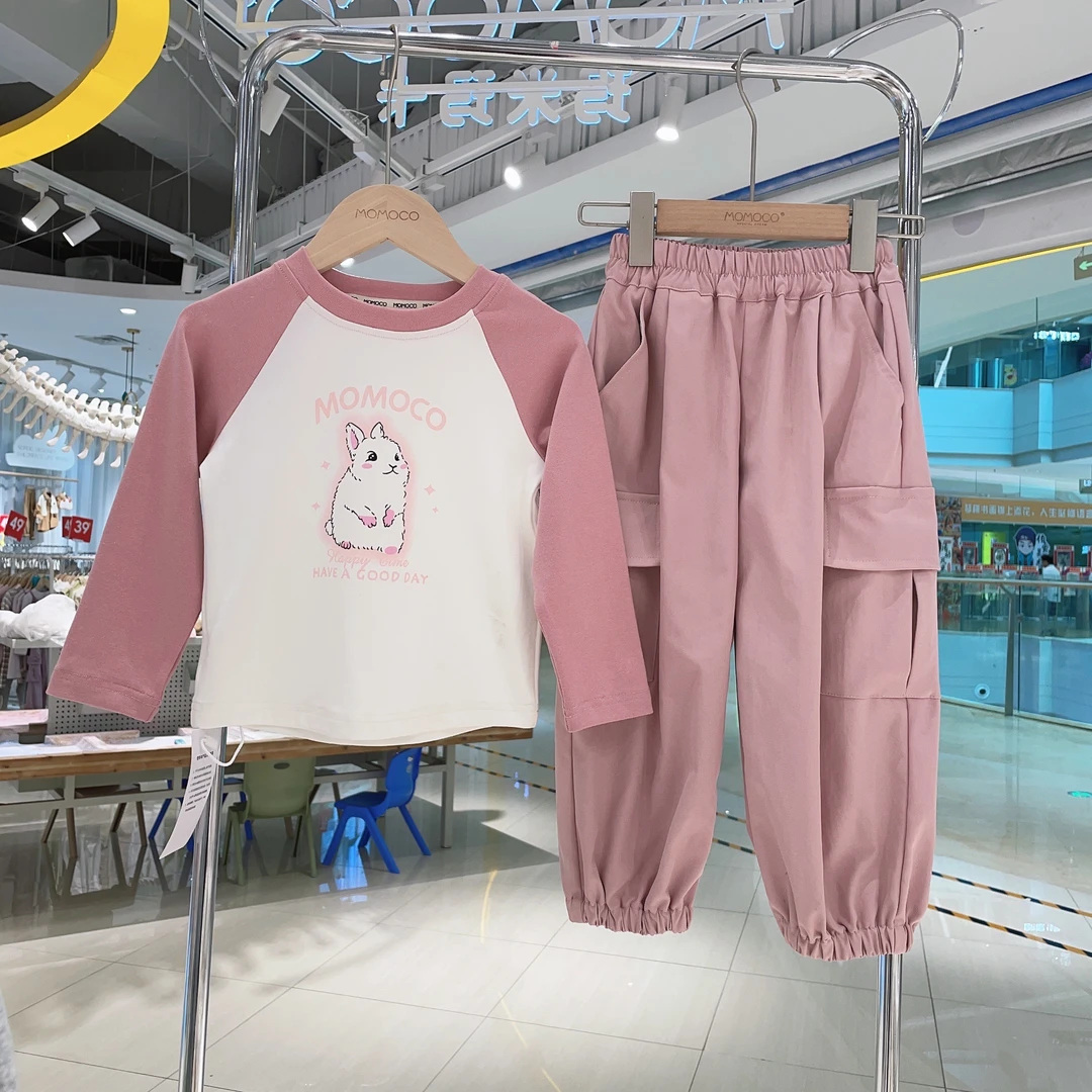 MOMOCO秋季女童休闲卡通兔子工装风上下套装两件套77730578010