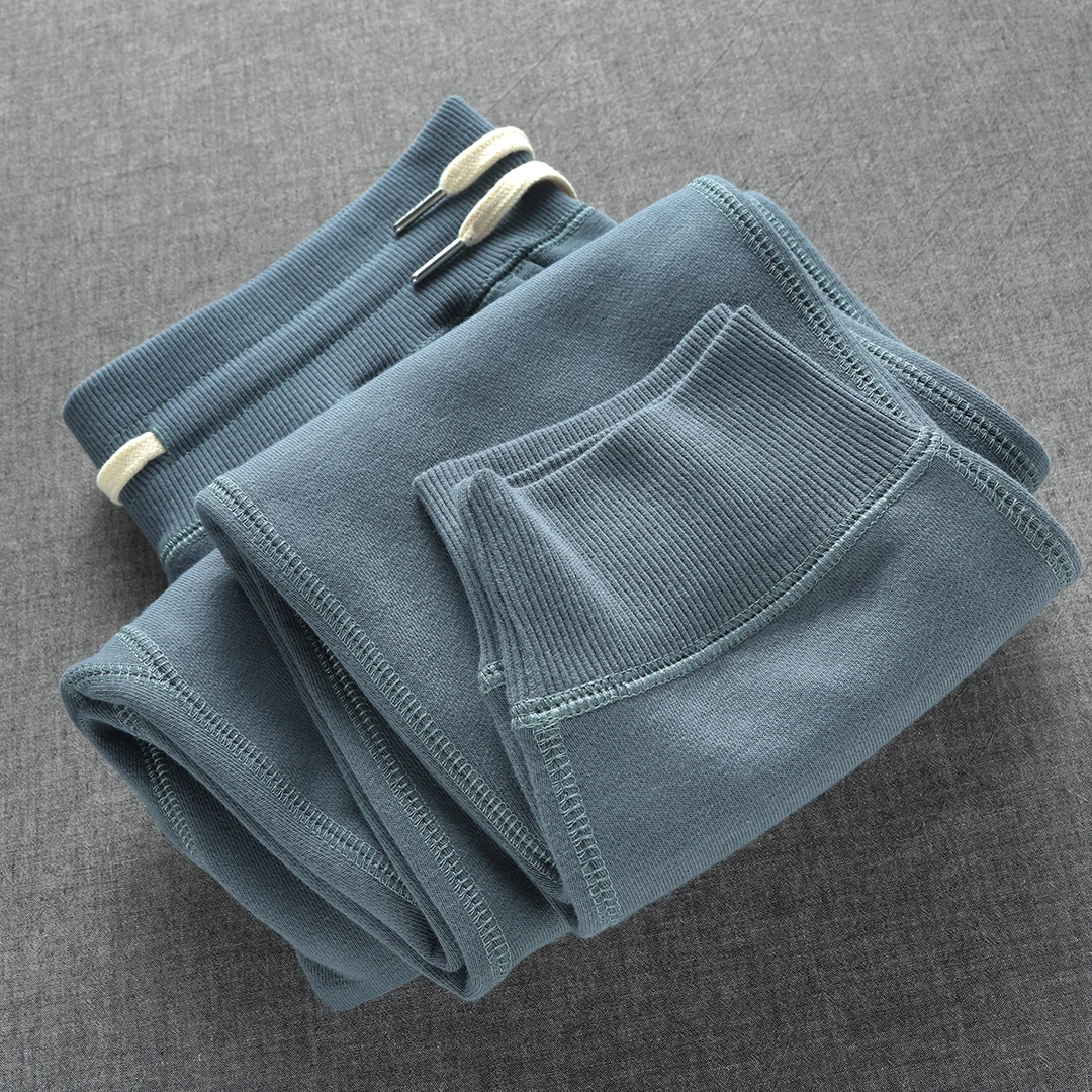 少见的色调！燧石灰340g重磅针织毛圈布卫裤美式休闲纯色运动长裤