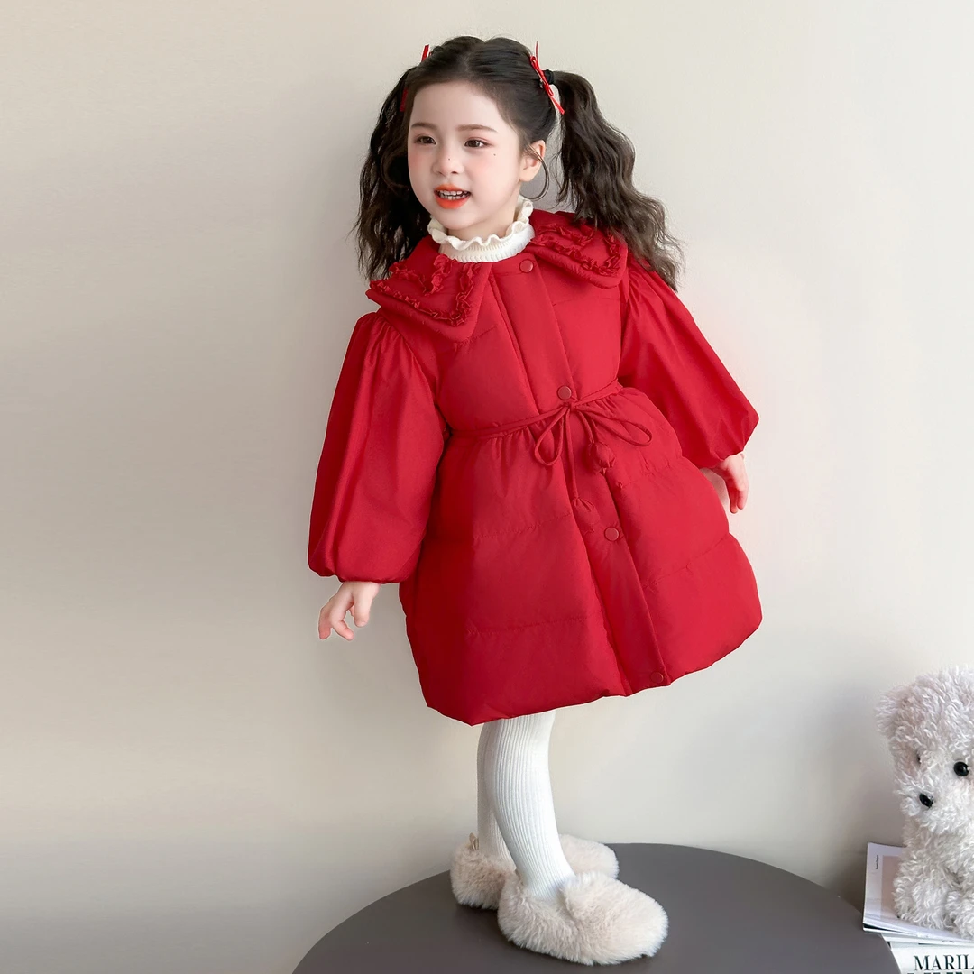 女童娃娃领羽绒服儿童洋气时髦羽绒外套小女孩宝宝秋冬装2025新款