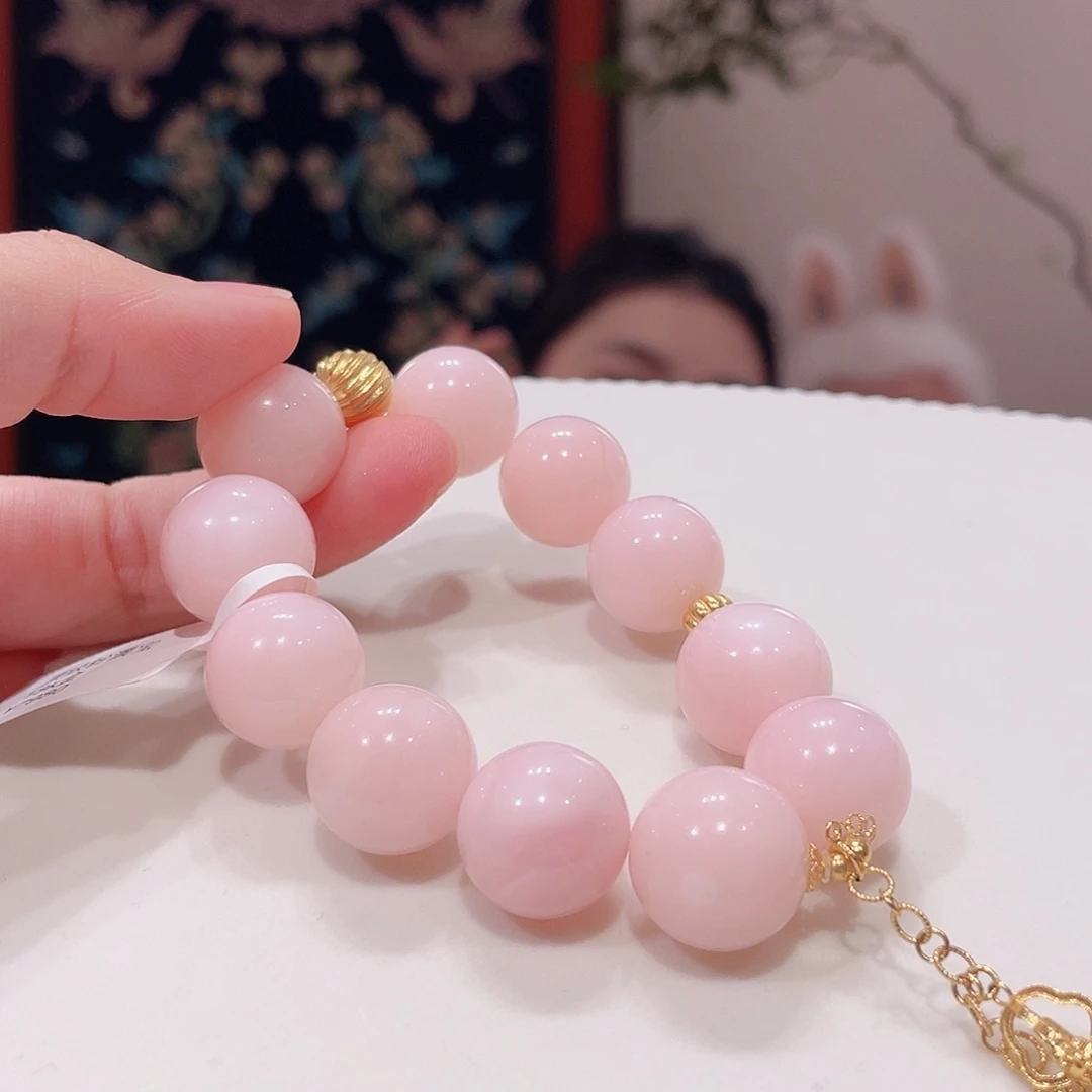 欧泊18K金镶嵌手链粉澳宝