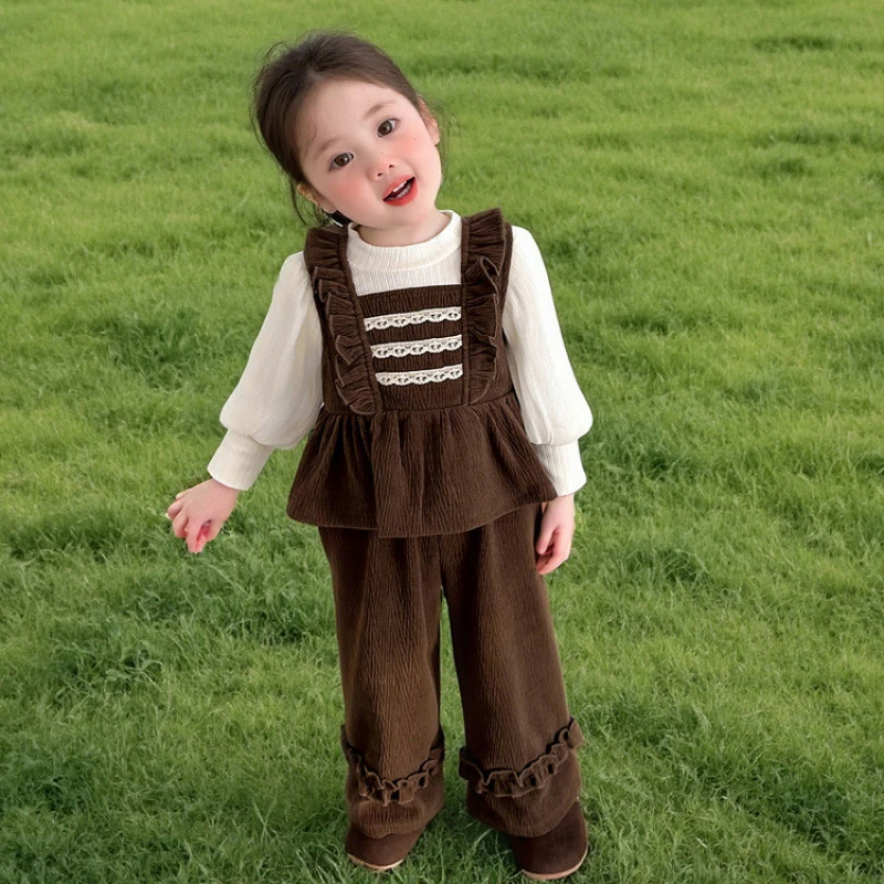 女童套装春秋款2025新款洋气秋季韩系时髦女孩宝宝秋装三件套