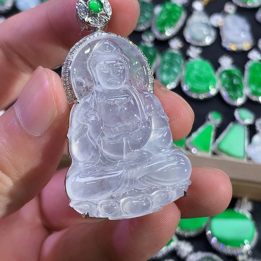 翡翠18K金镶嵌吊坠(赠链)