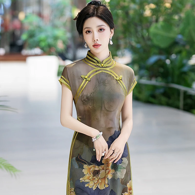 新中式旗袍日常可穿2025夏季素雅国风礼服高端老上海改良复古裙子