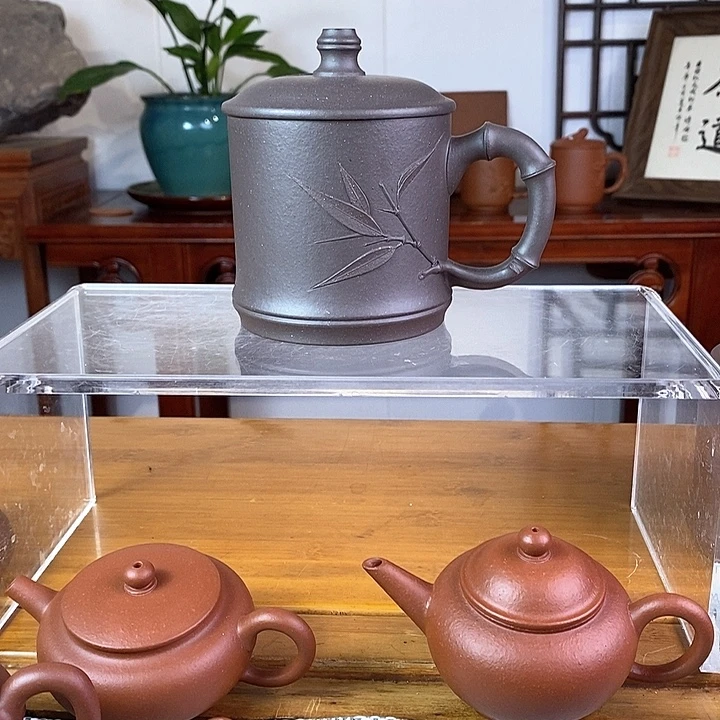 茶杯紫砂青灰紫泥盖杯零添加