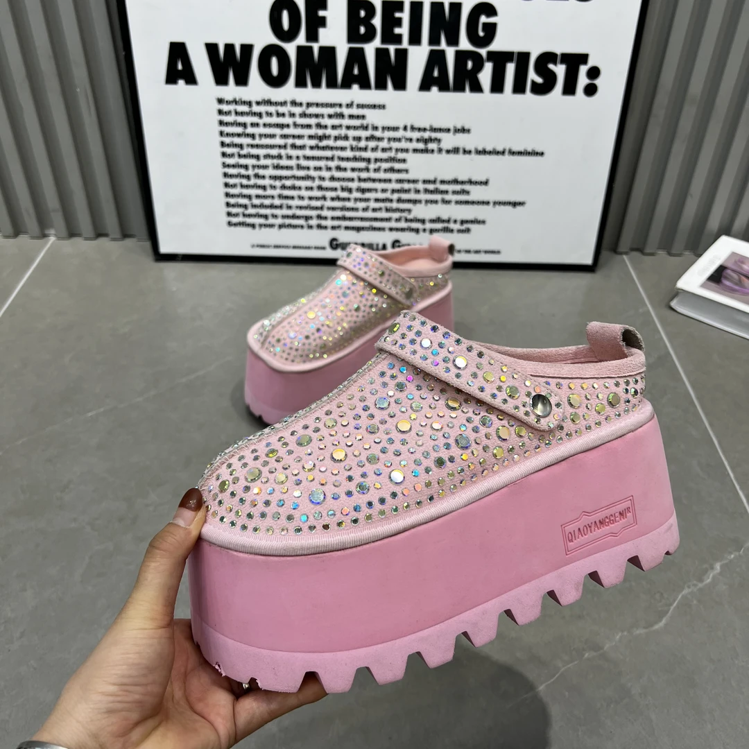 主播推荐2025年（浪漫星空）918-63厚底水钻包头拖鞋一脚蹬厚底鞋