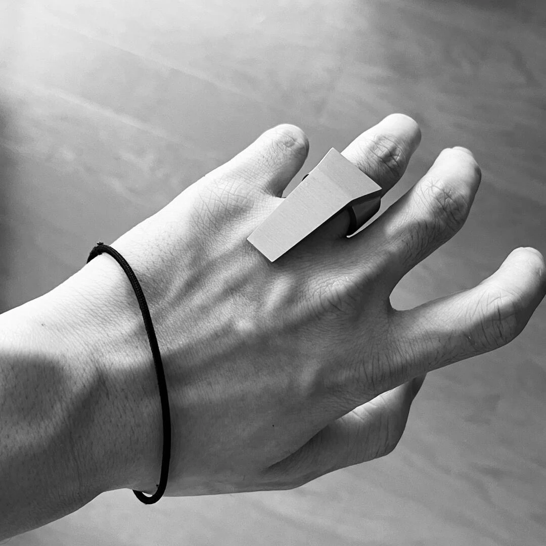 全新未使用 RICKOWENS 几何 梯形 戒指/56码/无配件