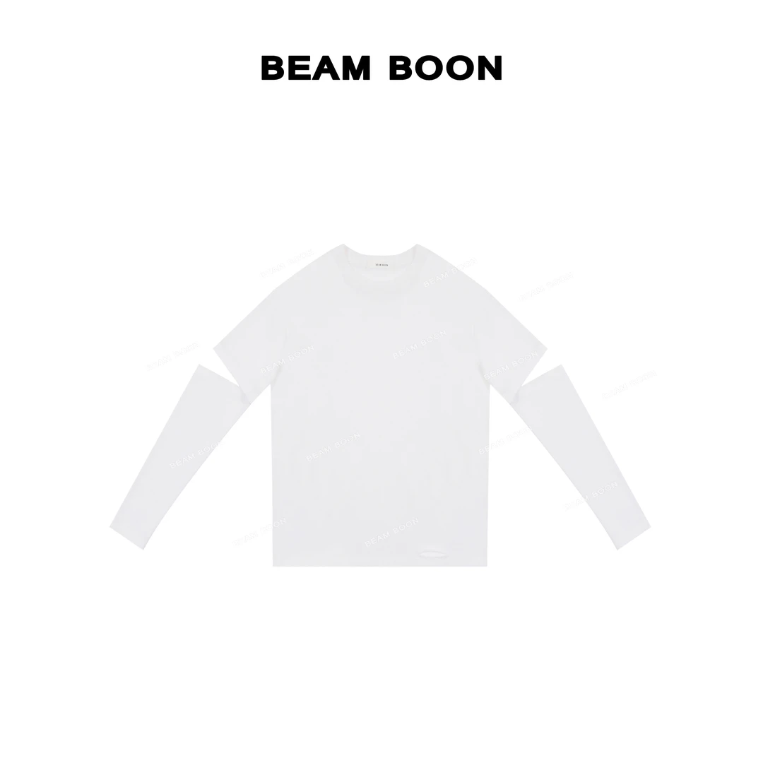 Beam Boon|【海盐乌龙】凉感防晒莱赛尔蚕丝亚麻混纺设计感长袖T恤
