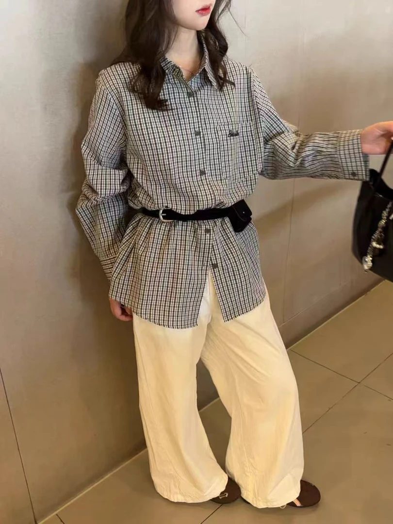 （看姐妹预约人数上新款式）新款韩版复古格子百搭长袖衬衫