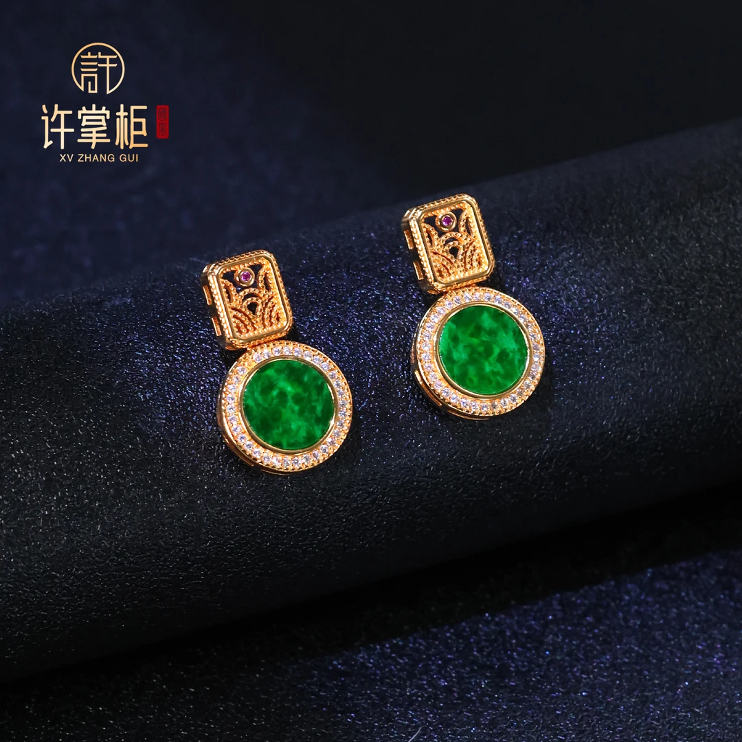 许掌柜｜S925银翡翠耳坠天然缅甸翡翠A货圆牌优雅百搭精致精美X