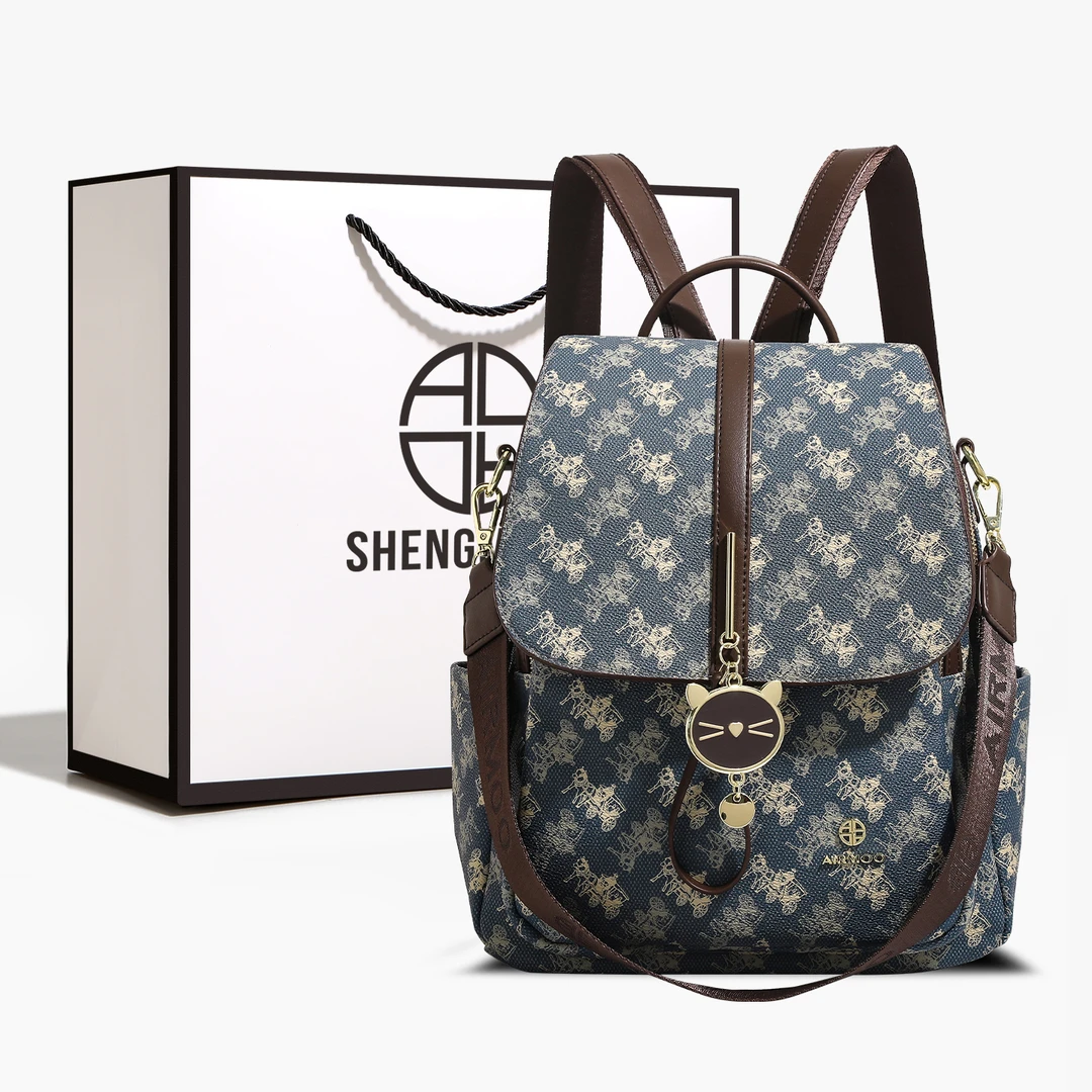 SHENGMILUO/圣米洛大容量通勤双肩包包女轻奢设计百搭可单肩背包