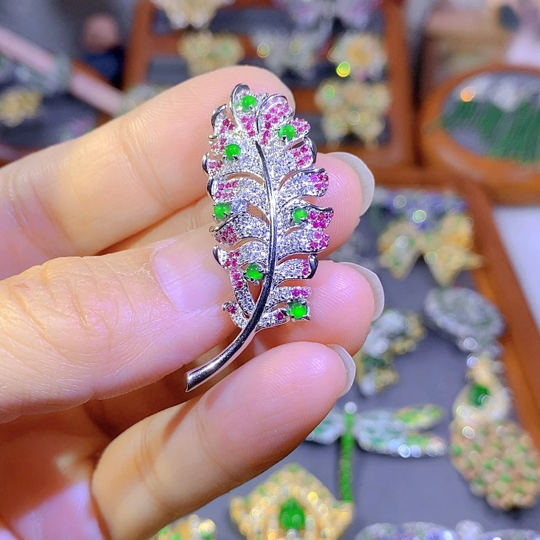 颈饰银S925镶嵌翡翠