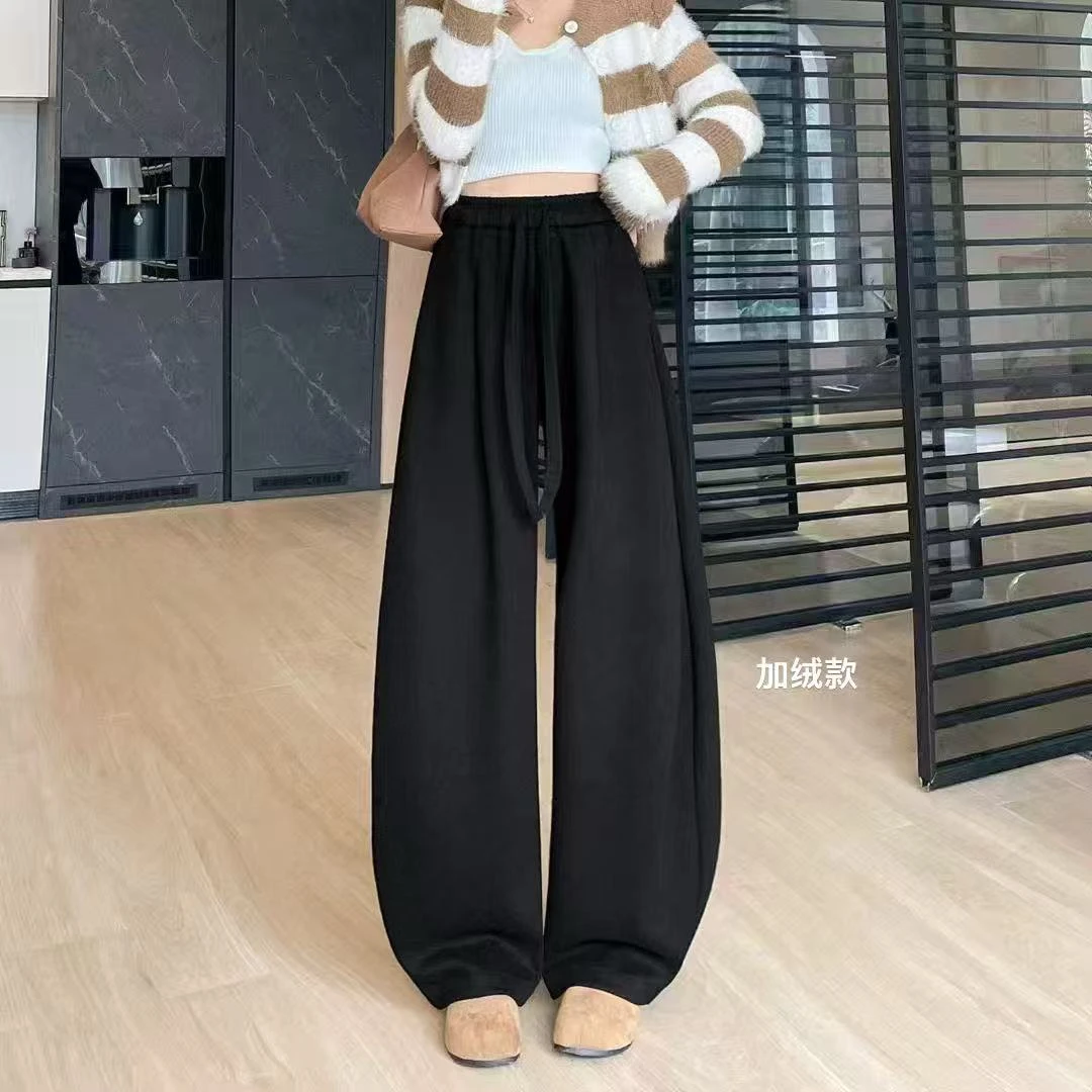 天一~秋冬慵懒风百搭神裤糯米弯刀裤加绒加厚版休闲宽松裤女6811