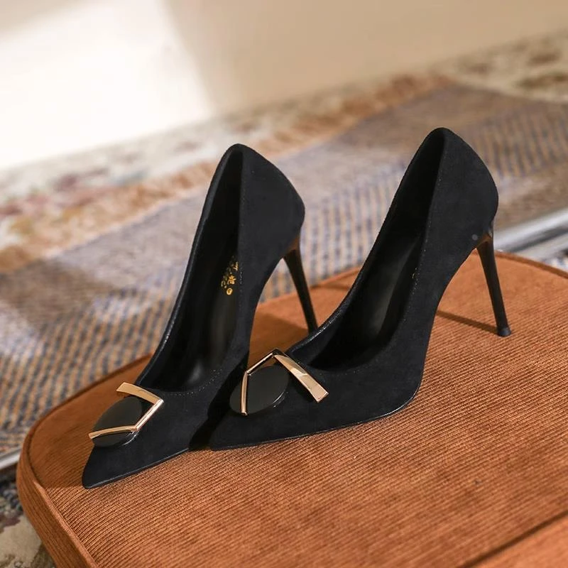 【高奢&达人款】小码313233黑色气质高跟鞋女细跟不累脚工作鞋舒