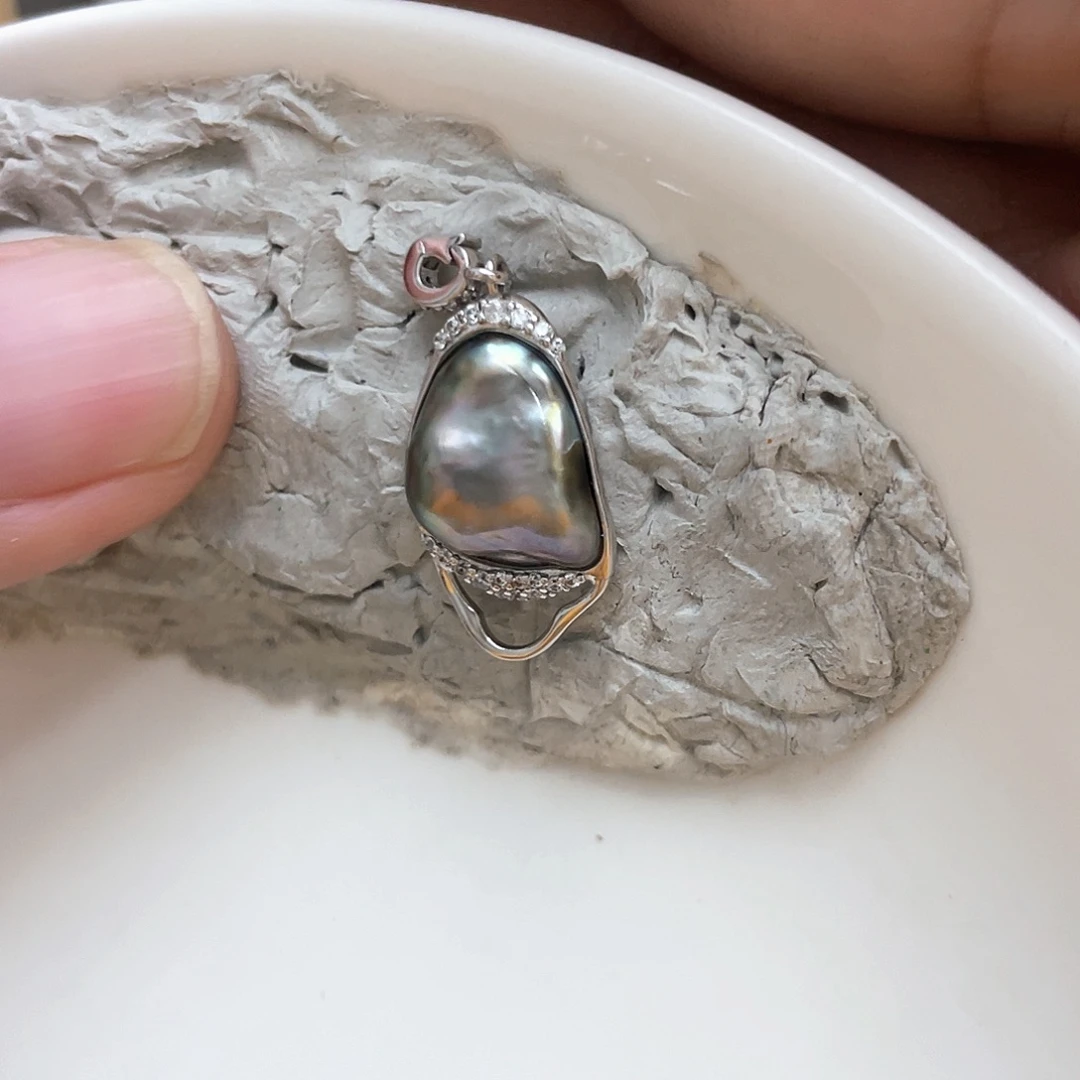 海水珍珠银S925镶嵌颈饰