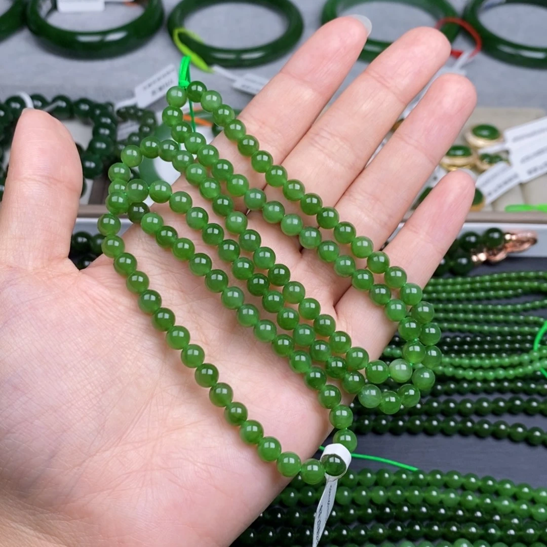 和田玉（碧玉）未镶嵌颈饰6m冰阳绿无黑捡漏