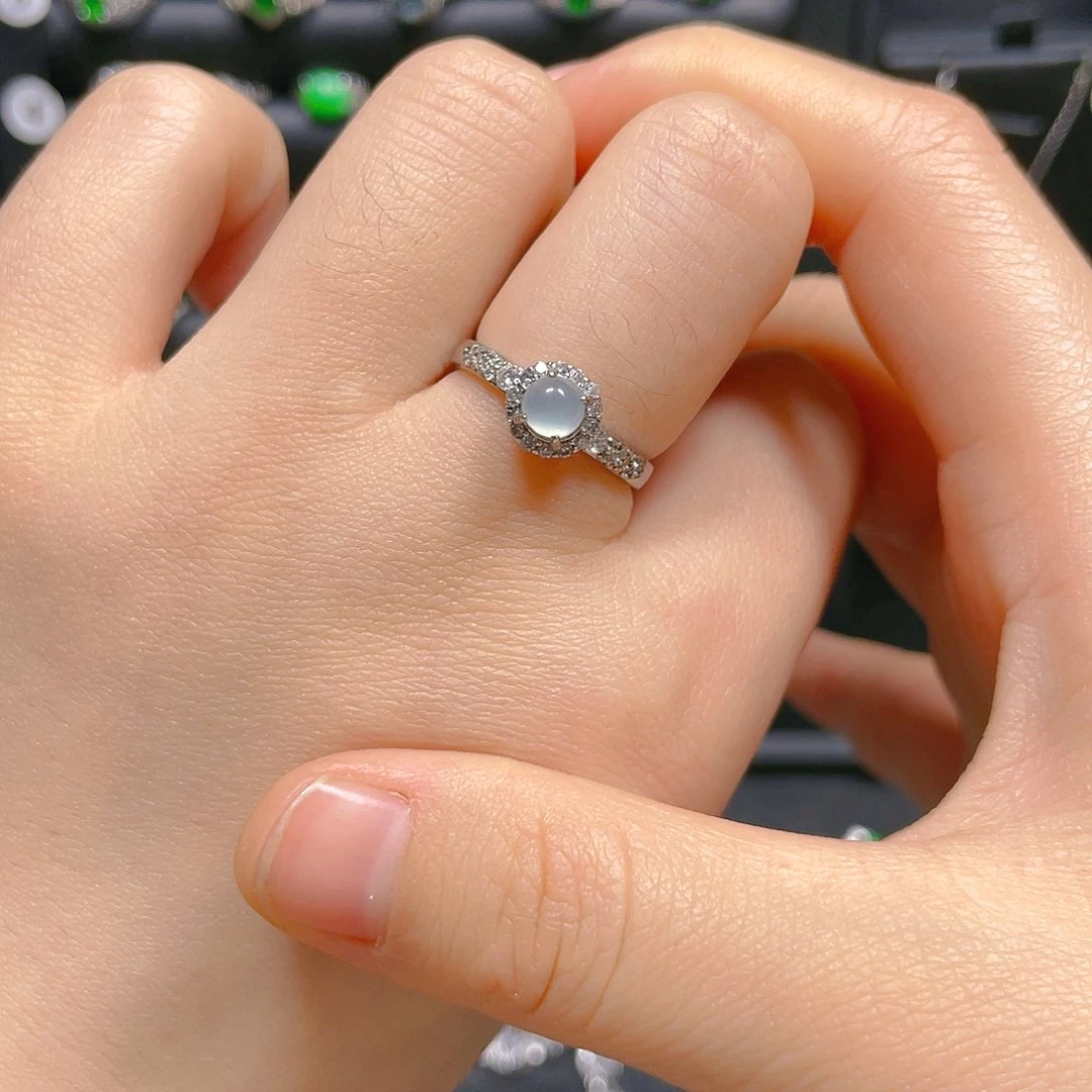 翡翠戒指银S925镶嵌戒指