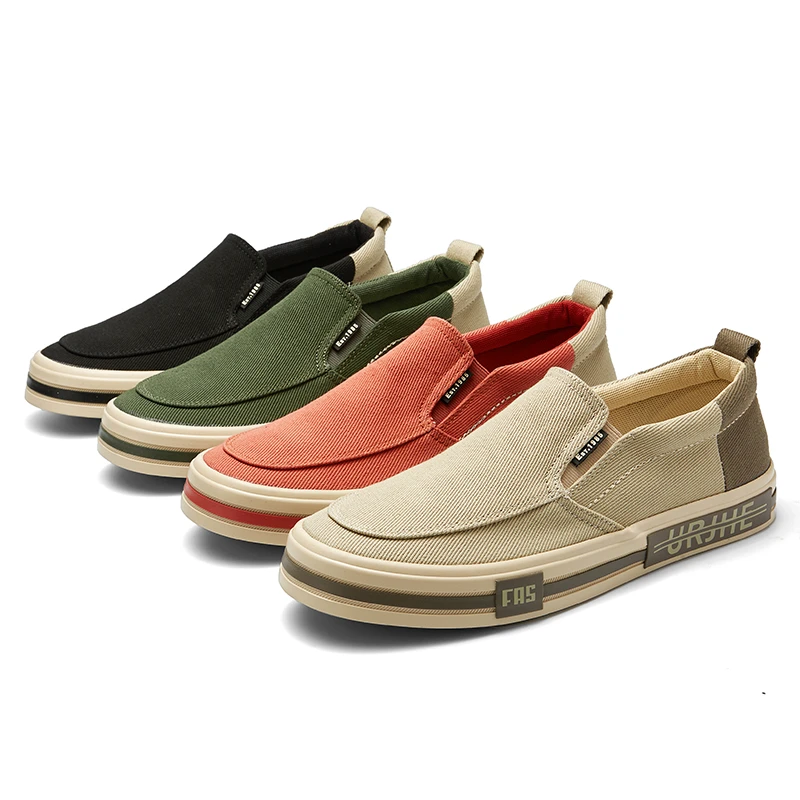 2025新款透气帆布鞋一脚蹬休闲鞋干净感痞帅男鞋韩版潮流男士布鞋