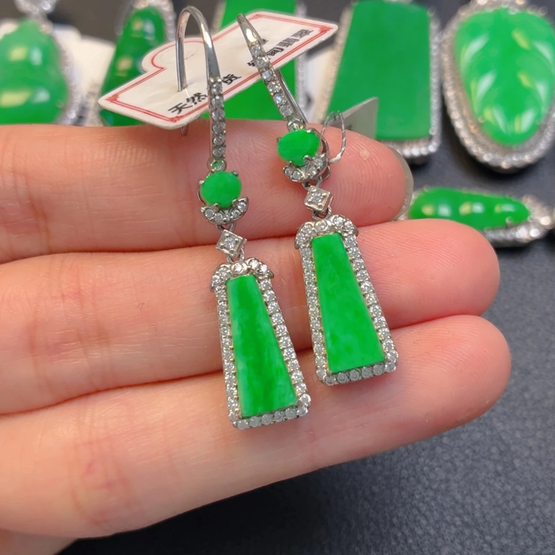 翡翠银S925镶嵌吊坠(不含链)耳坠