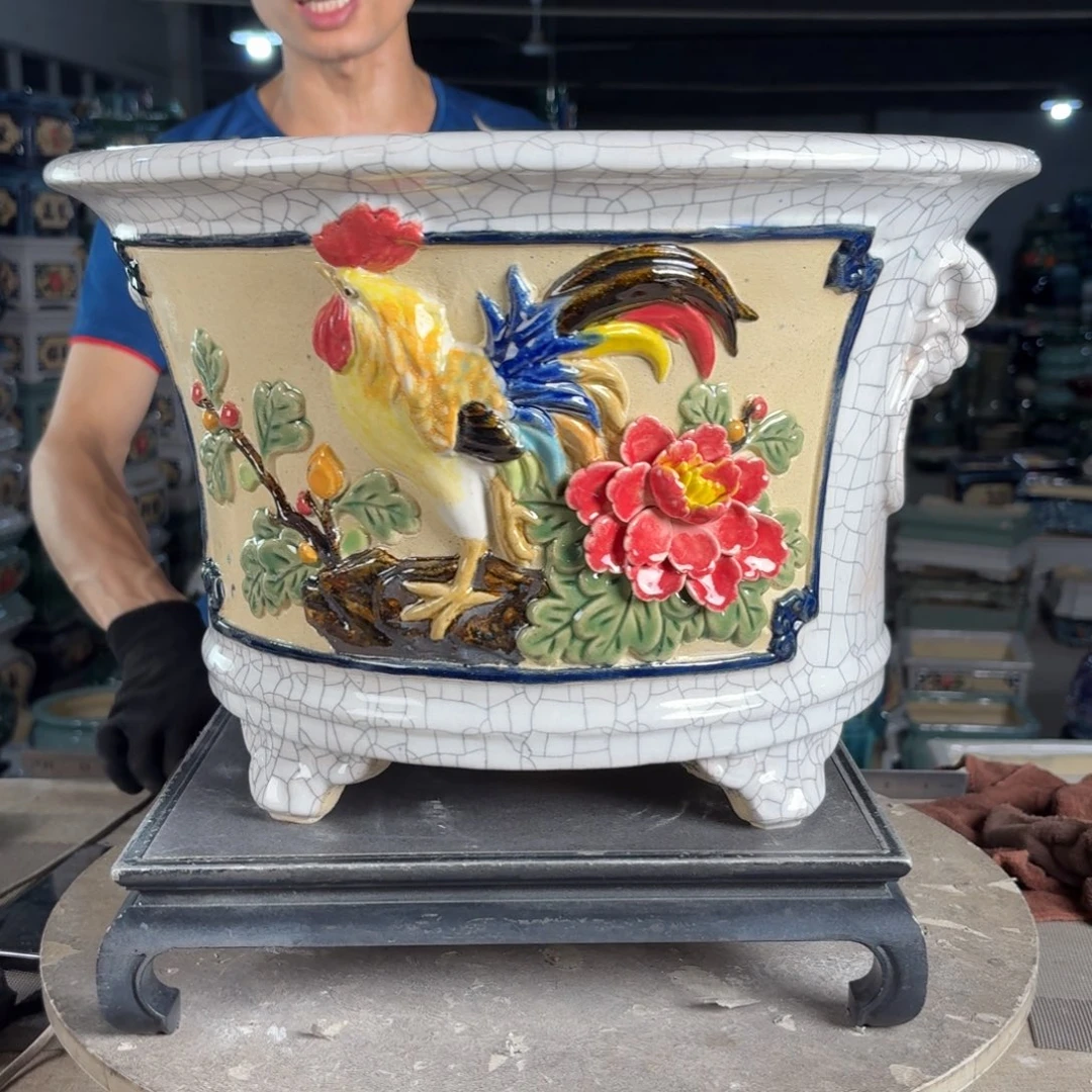 一风堂石湾花盆 内34*22高温裂瑕疵