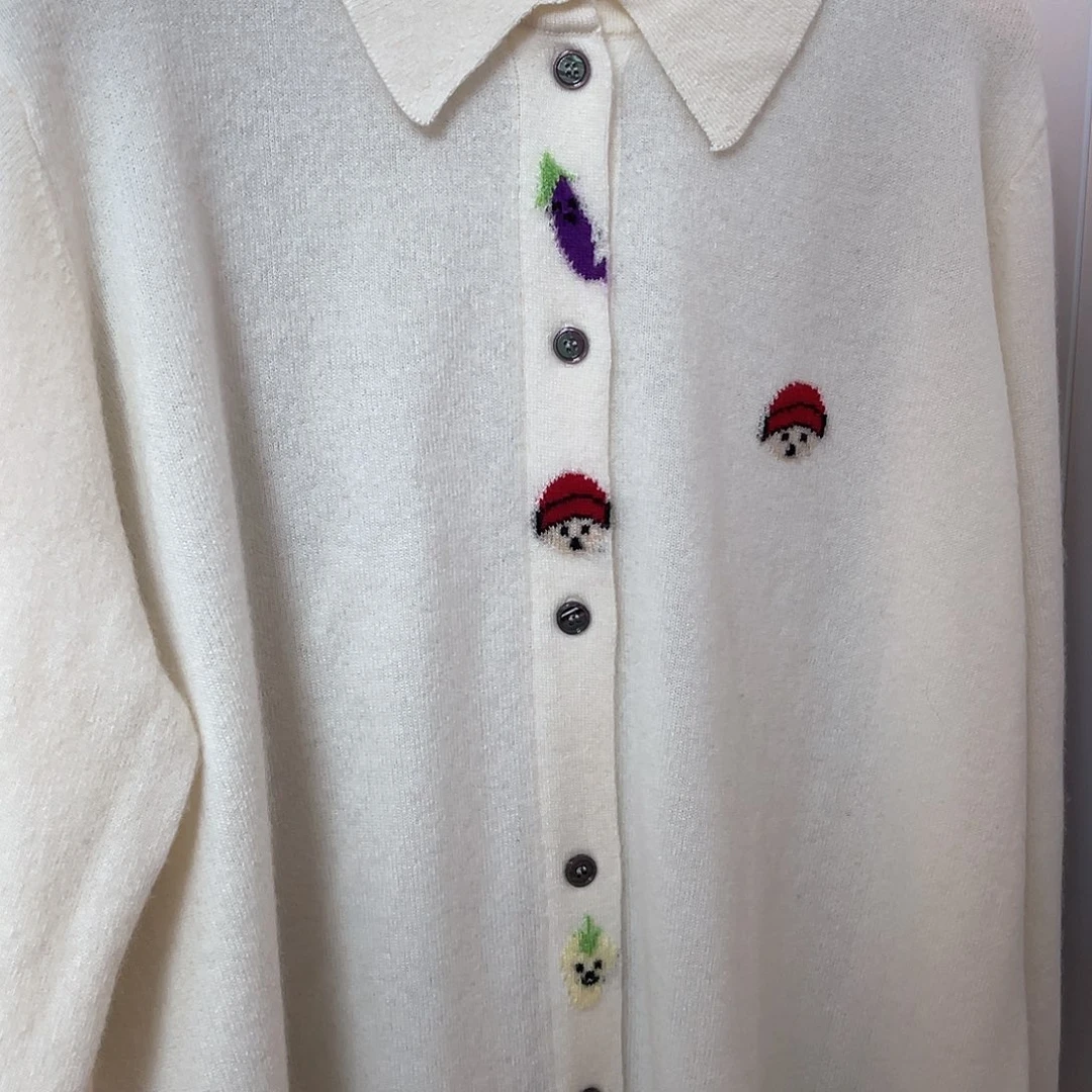 图案衬衣款羊绒开衫