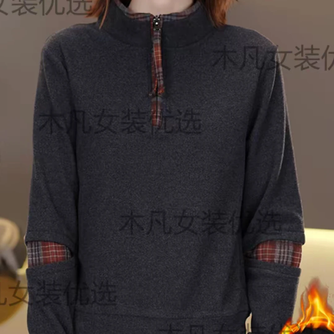 2025秋冬宽松拼接打底衫衬衫长袖休闲百搭气质显瘦半高领230