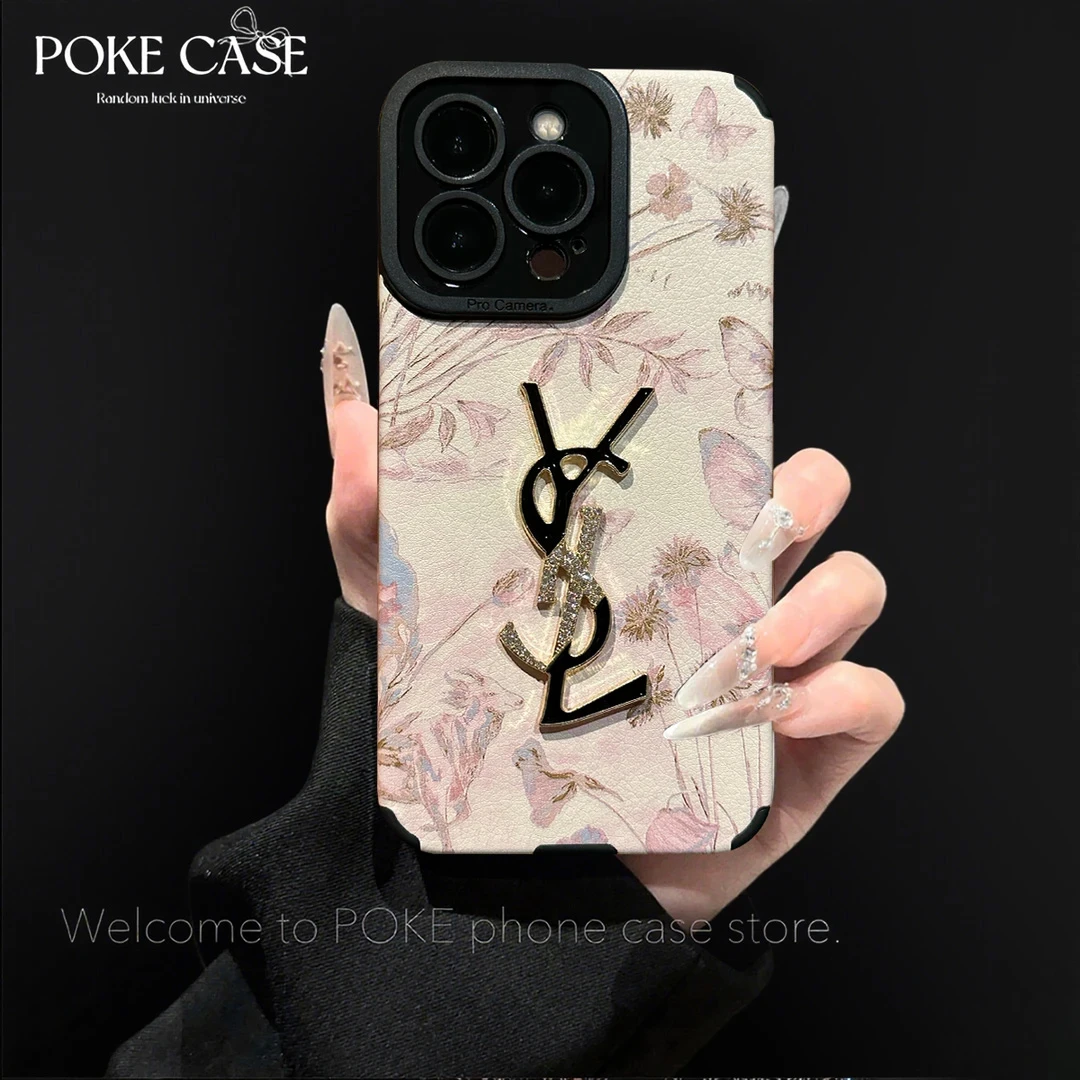 轻奢瞳眼小羊皮繁花逐蝶适用苹果华为vivo小米oppo三星手链手机壳