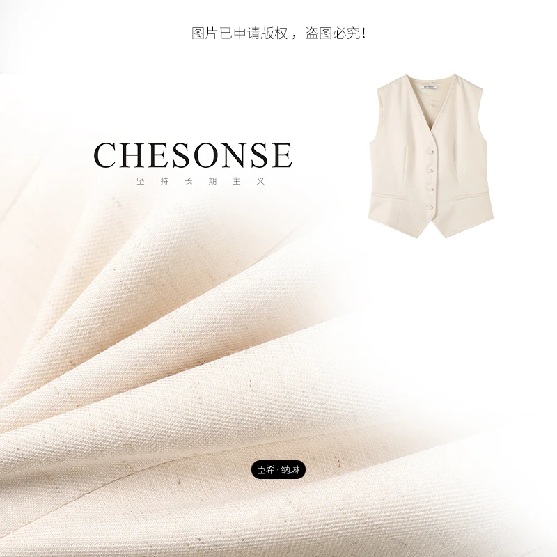 上衣女【清风拂面】浪漫优雅老钱风简约无袖西装马夹9014