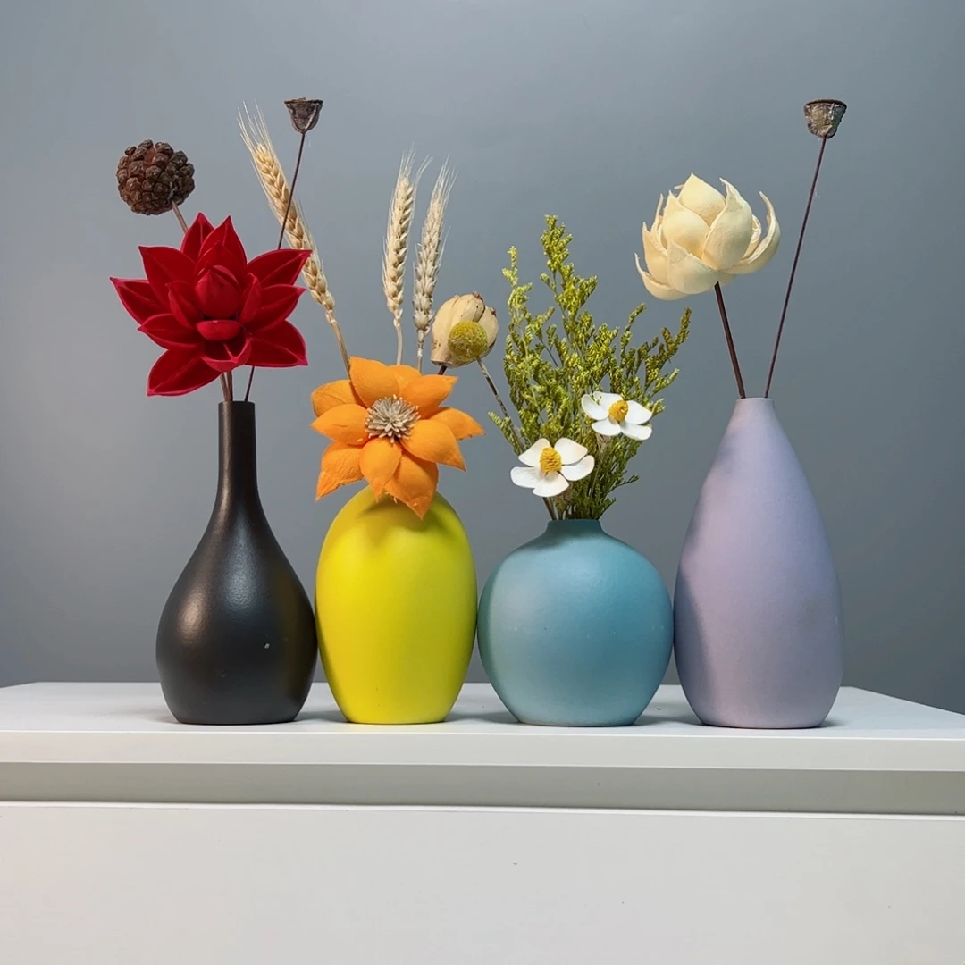 摆件景德镇手作陶瓷花瓶摆件无孔