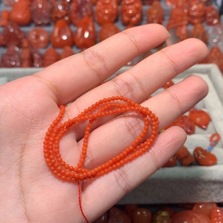 【闪购商品】未镶嵌福利放漏2mm小咪珠锁骨链南红玛瑙
