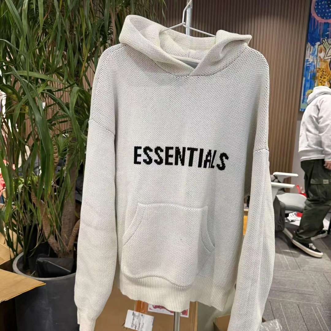 【聚猩03】ESS针织毛衣连帽卫衣 奶油白色 无包装