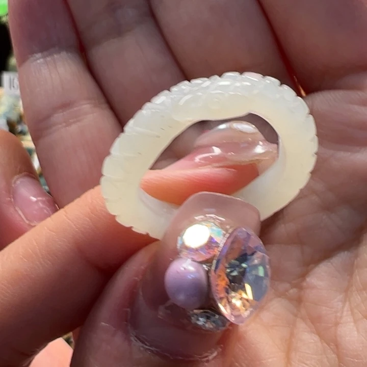 蛇纹石玉戒指未镶嵌内径16.9