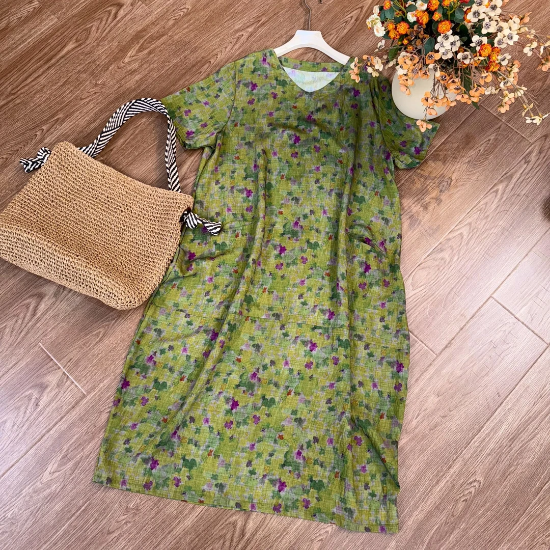 [荷影]Z220夏季长款显瘦时尚连衣裙气质休闲复古国风旗袍裙