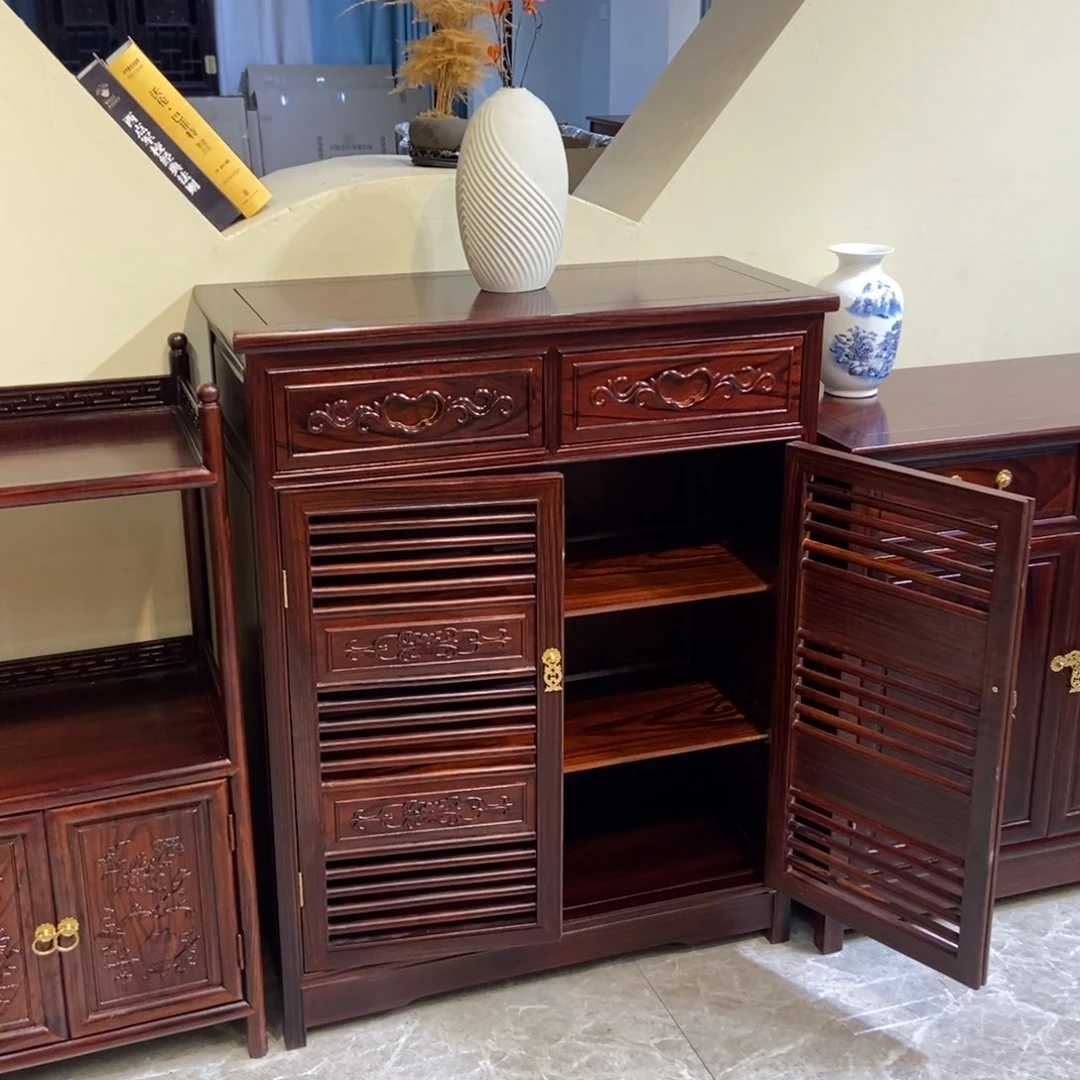 黑酸枝木类成套家具两门鞋柜