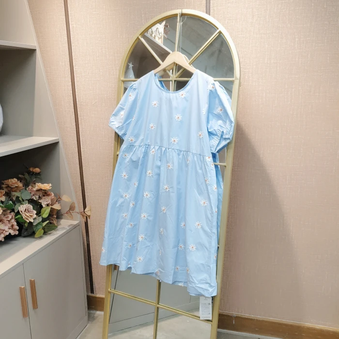 CM91孕妇蓝色连衣裙2XL120-150 4XL160