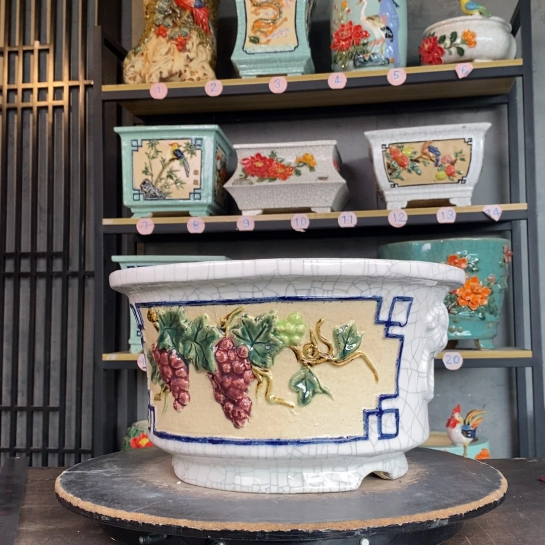 红陶聚*4白色圆盆